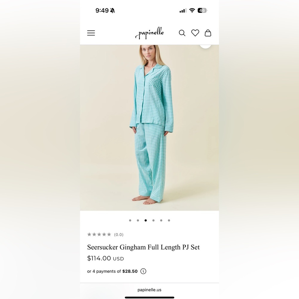Papinelle Seersucker Gingham Full Length Pajama Set